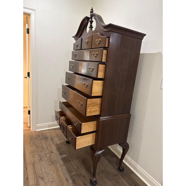 Cinnamon Ethan Allen Georgian Court Cherry Highboy For Sale - Image 8 of 10