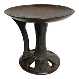 Vintage Indian Nagaland Wood Stand / Decorative Bowl For Sale