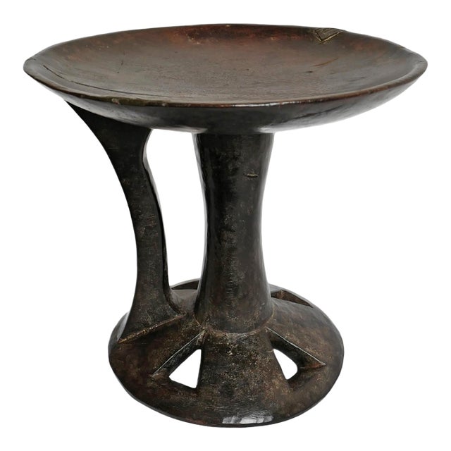 Vintage Indian Nagaland Wood Stand / Decorative Bowl For Sale