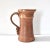 A vintage, art studio pottery, reduction-fired brown stoneware pitcher by Oregon ceramicist Pamela Regentin.