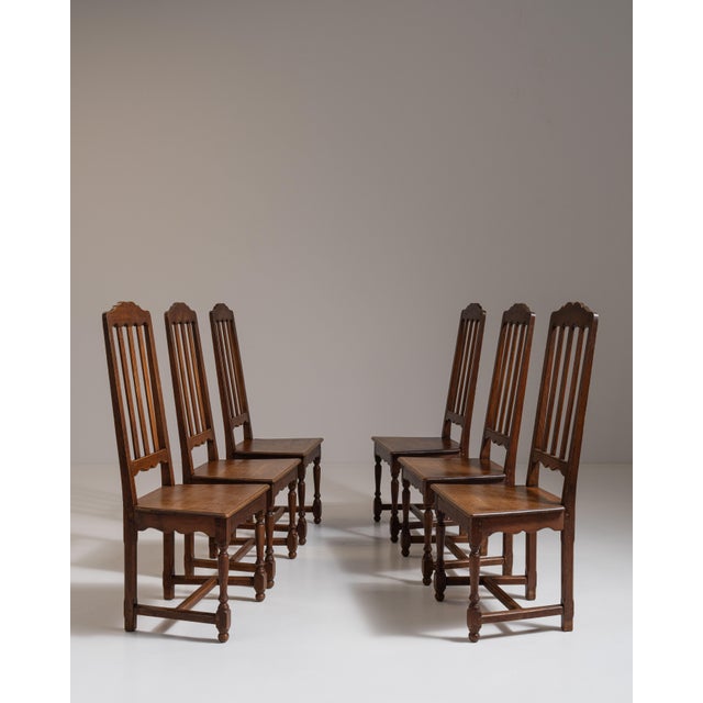 Set of Six Early 20th Century French Chestnut Brown Renaissance Oak Dining Chairs For Sale In Greensboro - Image 6 of 15
