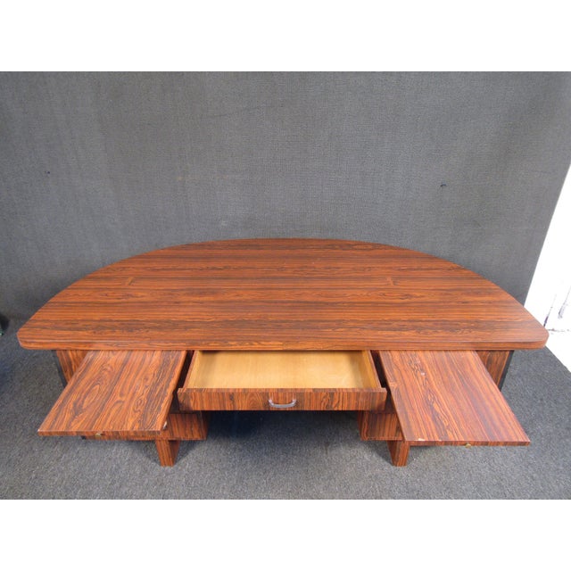 Burnt Orange 1970s Vintage Rosewood Laminate Executive Desk For Sale - Image 8 of 12