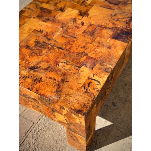 Dramatic Thick Sculptural Made Goods “Giulio” Tamarind Patchwork Burl Coffee Table Statement Piece For Sale - Image 12 of 12