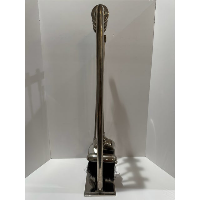Modern Eichholtz Ennell Polished Nickel Fireplace Tool Set 4 Tools With Stand For Sale - Image 3 of 7