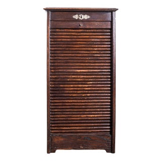 Small French Oak Atelier Tambour Cabinet, 1940s For Sale