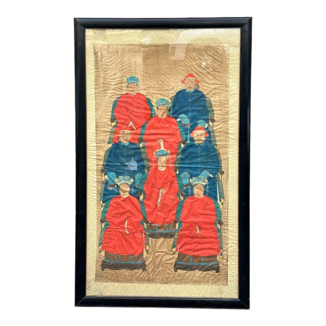 Huge Antique 19th C Chinese Ancestor Portrait Painting For Sale