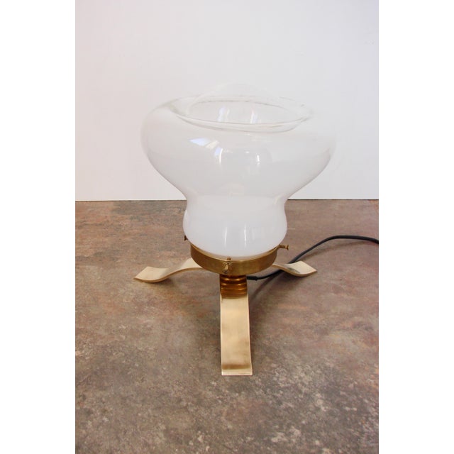 Gold Mid-Century Table Lamp in Brass and Glass, 1970s For Sale - Image 8 of 10