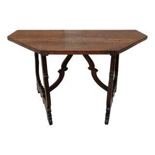 Lyre-Shaped Semi-Console Table in Walnut For Sale