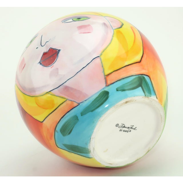Ceramic Denise Ford Portrait Decorated Ceramic Faces Vase for Ganz, c.1990 For Sale - Image 7 of 13