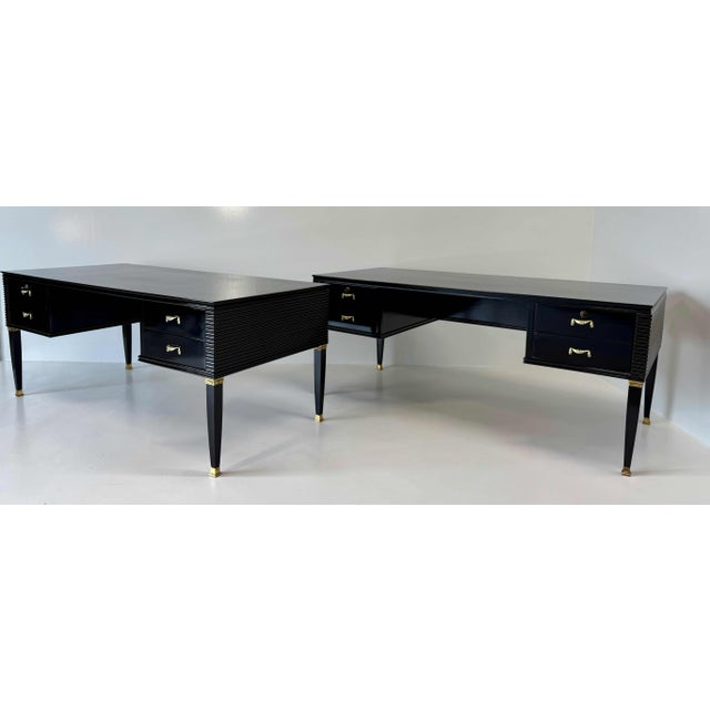 Italian Art Deco Black Lacquer and Brass Desk by Paolo Buffa for La Permanente Mobili Cantù, 1950s For Sale - Image 15 of 16