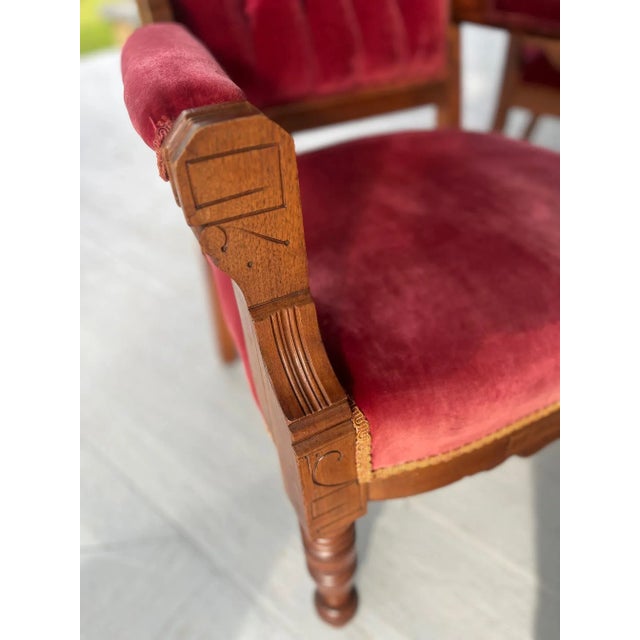 Late 19th Century Eastlake Tufted Velvet Chairs- Set of 2 For Sale - Image 10 of 12