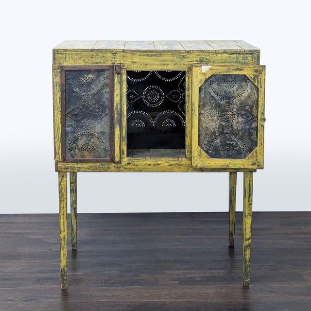 Rustic Handmade Reclaimed Wood and Metal Cabinet For Sale - Image 3 of 9