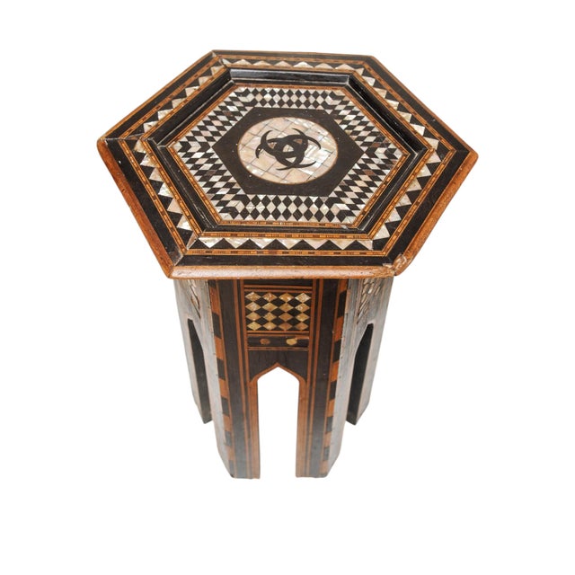 19th Century Moroccan Hexagonal Pedestal Table, 1890s For Sale - Image 4 of 9