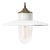 1950s White Enamel, Clear Glass, Porcelain & Brass Pendant Lamp, 1950s For Sale - Image 5 of 5