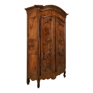 French Louis XV Style Burl Walnut Armoire For Sale