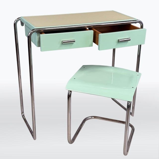 Bauhaus Small Bauhaus Chrome Desk and Stool Set, 1930s, Set of 2 For Sale - Image 3 of 13