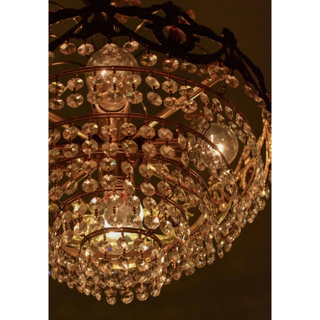 Metal Vintage Spanish Crystal Fruit Chandelier in Orange Glass, 1970s For Sale - Image 7 of 9