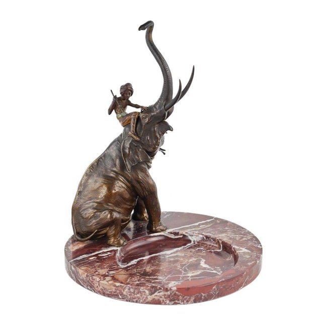 Decorative Dish in Marble with Bronze Elephant by Franz Bergman For Sale - Image 6 of 6