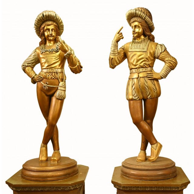 Italian Renaissance Page Boy Statues Medieval Fayre, 1920s, Set of 2 For Sale - Image 17 of 18