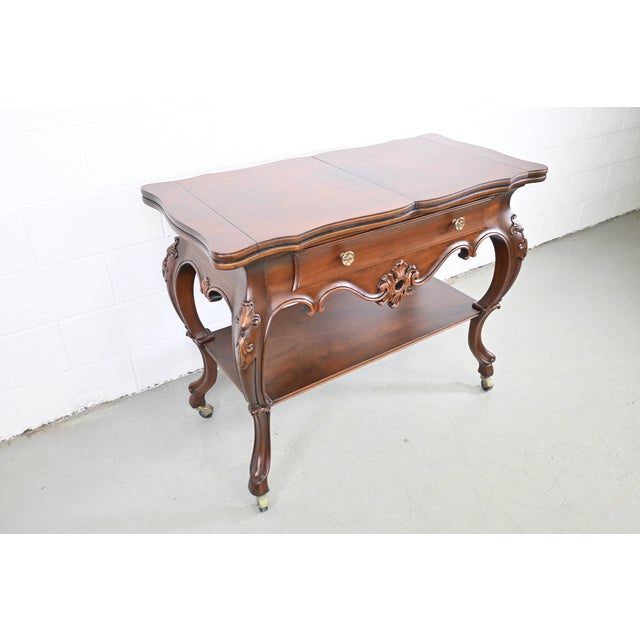 Karges Furniture Karges Furniture Louis XV French Provincial Flip Top Walnut Server For Sale - Image 4 of 13