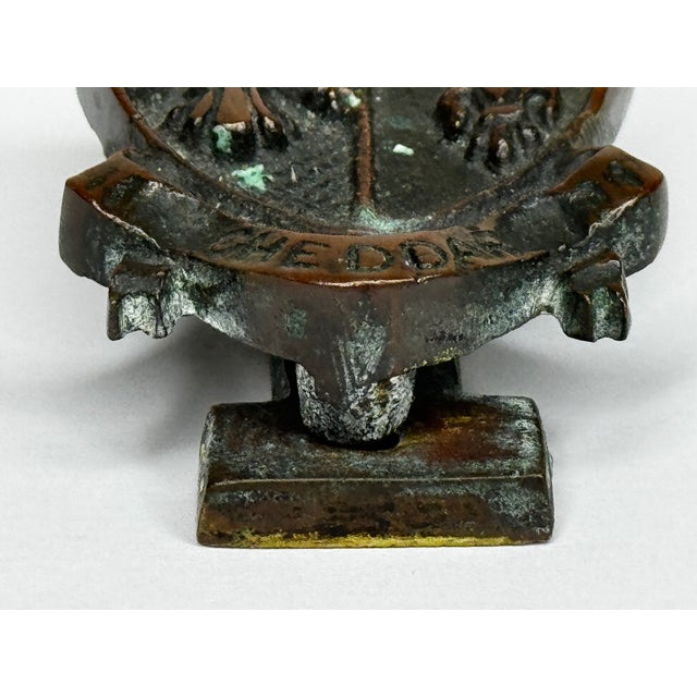 1920s British Cheddar Bronze Door Knocker Heraldic Coat of Arms Shield Fleur De Lys C1925 For Sale - Image 5 of 18