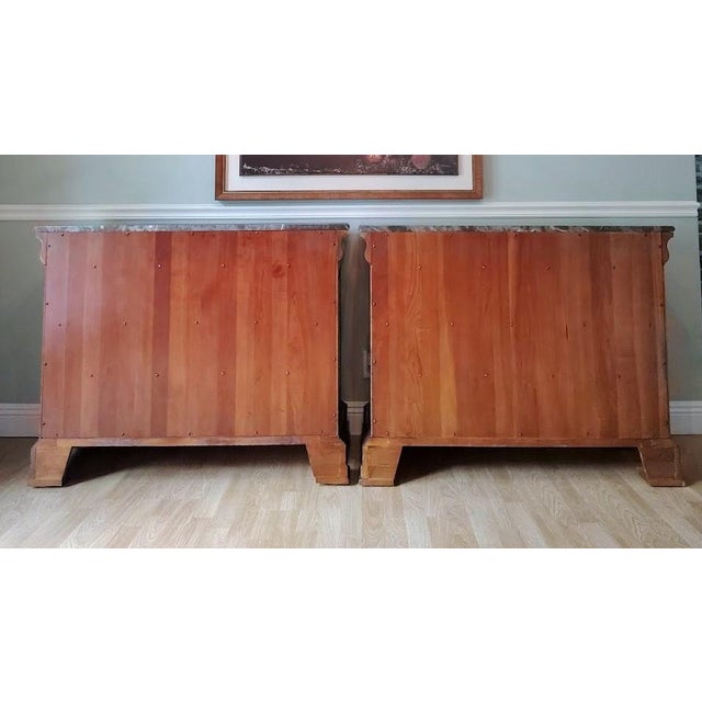 A Pair / Set of Louis Philippe Chests With Marble Top by Ethan Allen For Sale - Image 13 of 16