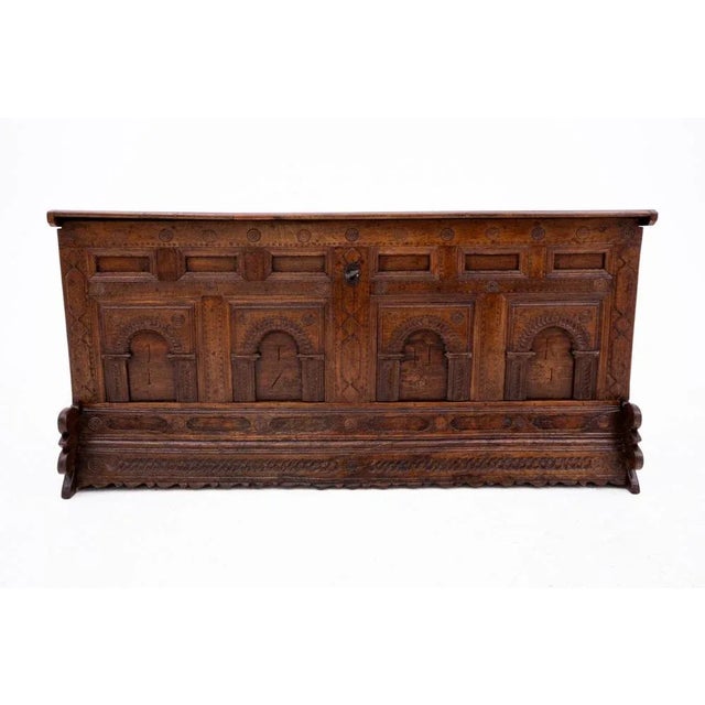 Baroque Antique Baroque Wooden Chest, 1781 For Sale - Image 3 of 18