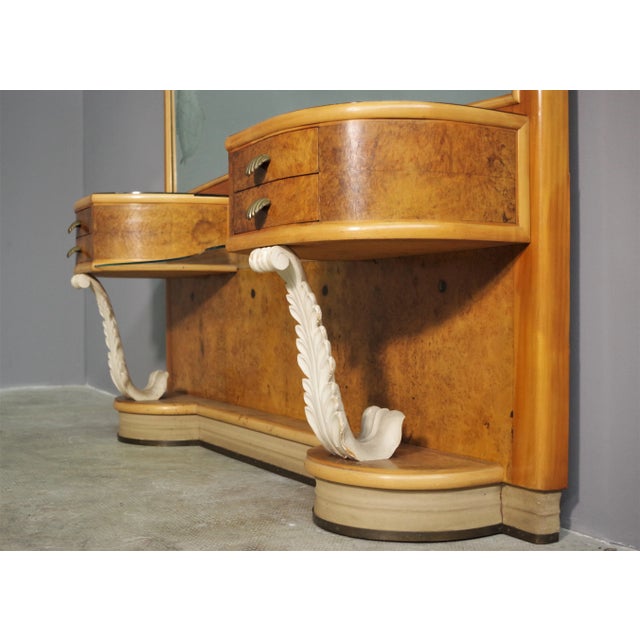 Large Console With Attached Tables & Mirror, 1950s, Set of 3 For Sale - Image 17 of 18