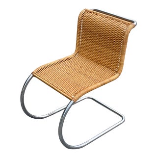Vintage Mid-Century Chrome and Rattan Side Chair For Sale