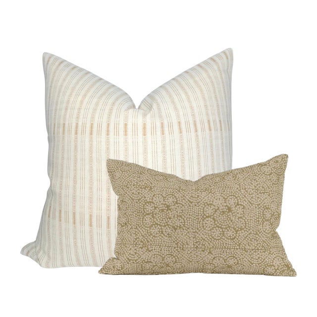 Ilu Striped Pillow Cover in Ochre, 20x20 Pillow For Sale - Image 4 of 4