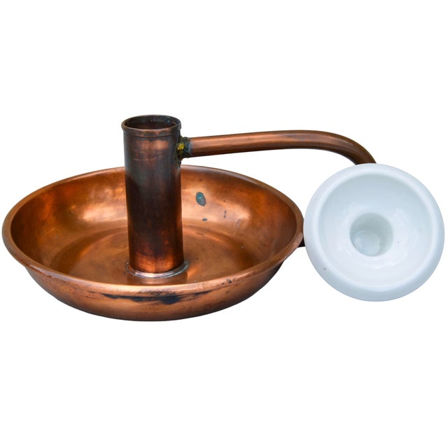 Mid 20th Century Handmade Americana Copper Candleholder With Ceramic Top For Sale In New York - Image 6 of 8