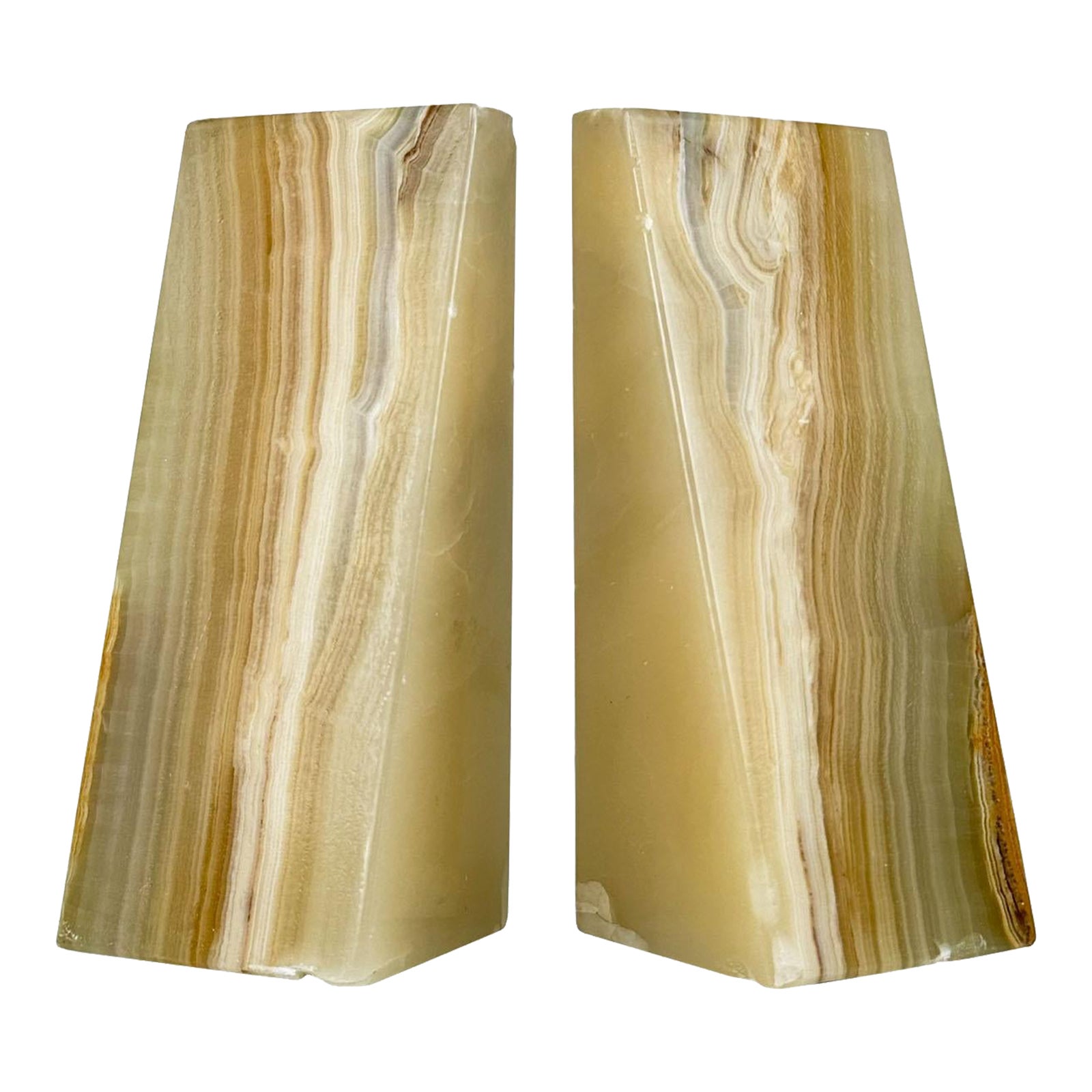 Vintage Art Deco Italian Onyx Stone Geometric Library Bookends - a Pair ...