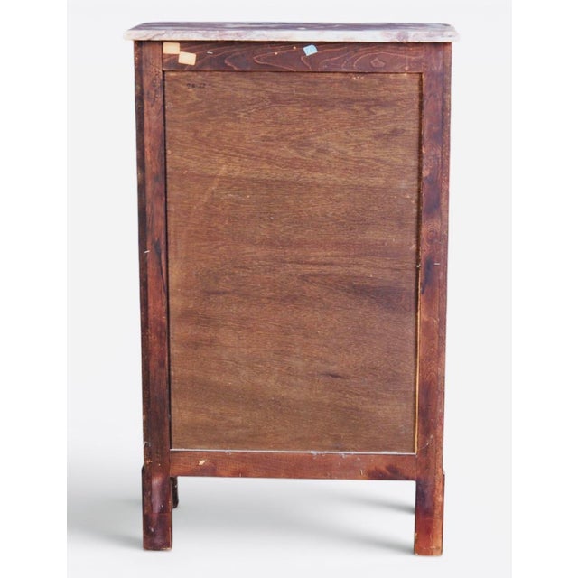 Pair of 19th Century French Louis XVI Gilt-Bronze & Parquetry Marble-Top Semainiers For Sale - Image 11 of 11