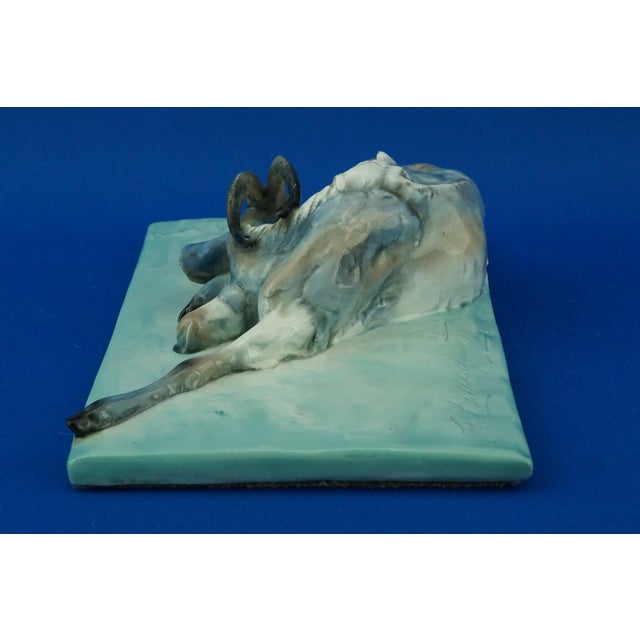 Stoneware Sculpture of a Reclining Ibex by Guido Cacciapuoti, Italy, 1920s For Sale - Image 4 of 18
