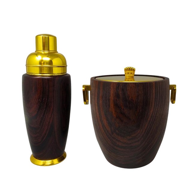 Vintage Cocktail Shaker with Ice Bucket by Aldo Tura, 1970s, Set of 2 For Sale - Image 12 of 12