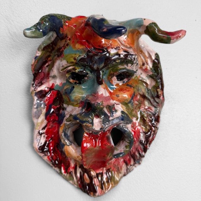 Contemporary Apotropaic Ceramic Seminara Mask from Gennaro Condurso, Italy, 2010s For Sale - Image 3 of 10
