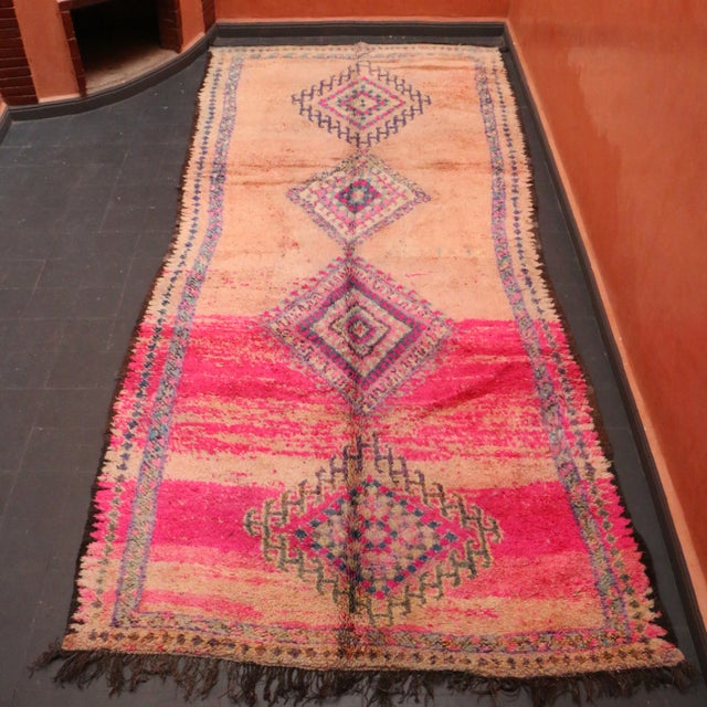 Hot Pink Moroccan Vintage Boujad Rug 6x13 Ft For Sale - Image 8 of 9