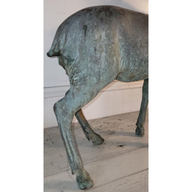 Metal 20th Century Bronze Deer Statue W/ Amazing Patina For Sale - Image 7 of 8