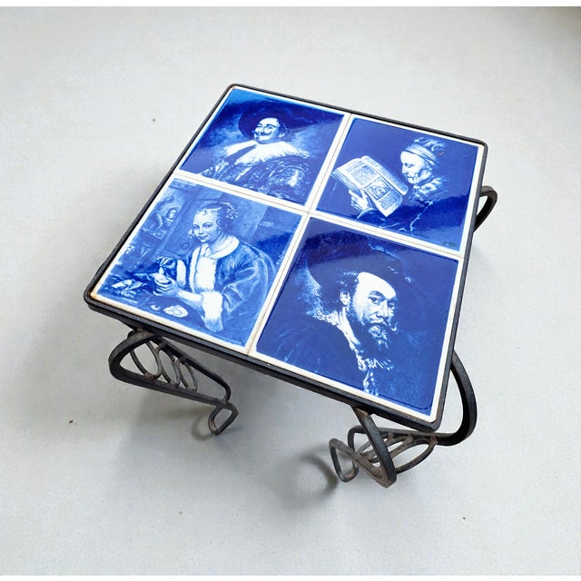 Vintage Delft Blue Tile Side Table, 1960s For Sale - Image 6 of 13