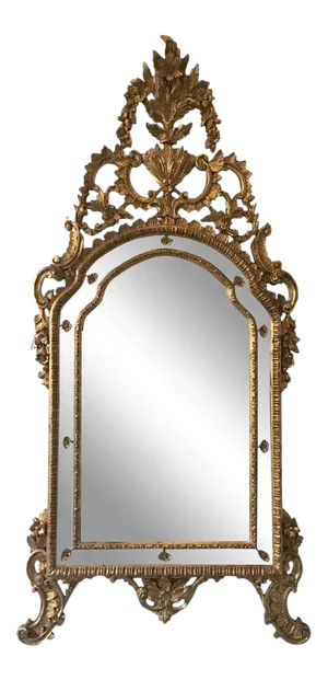 Large Rococo Style Italian Carved Wood Gilt Mirror