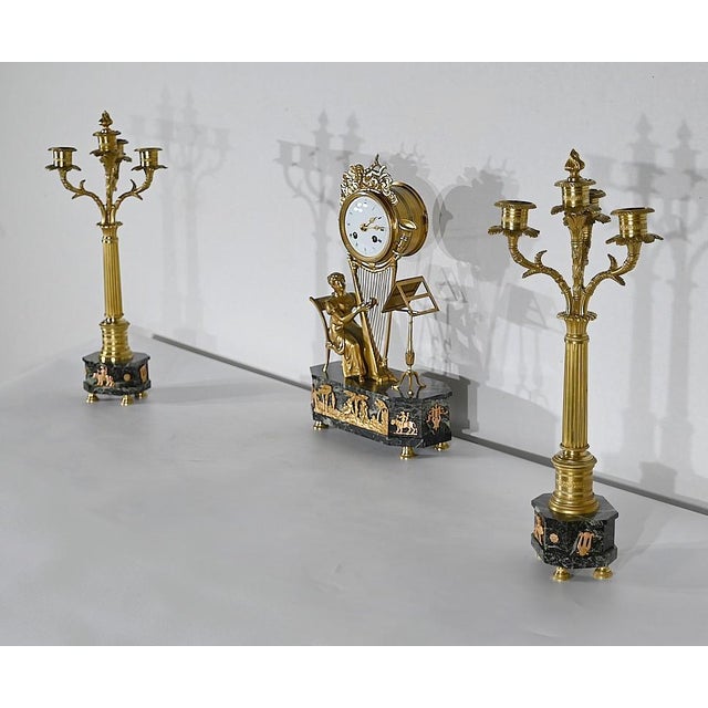 Traditional Antique Fireplace Garnish the Harpist, Set of 3 For Sale - Image 3 of 18