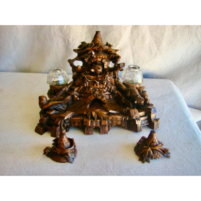 Black Forest Large Inkwell 19 Century For Sale - Image 10 of 14