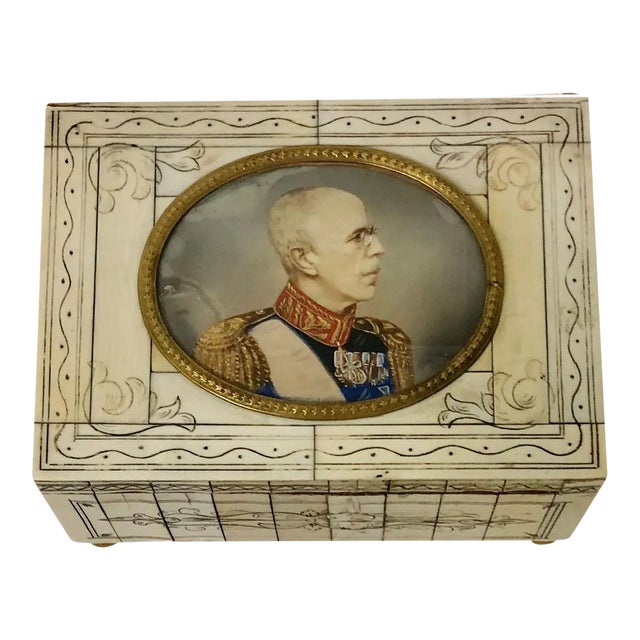 Late 19th Century Anglo Indian Portrait Box Emperor Franz Joseph of Austria For Sale