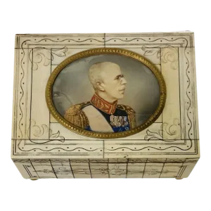 Late 19th Century Anglo Indian Portrait Box Emperor Franz Joseph of Austria