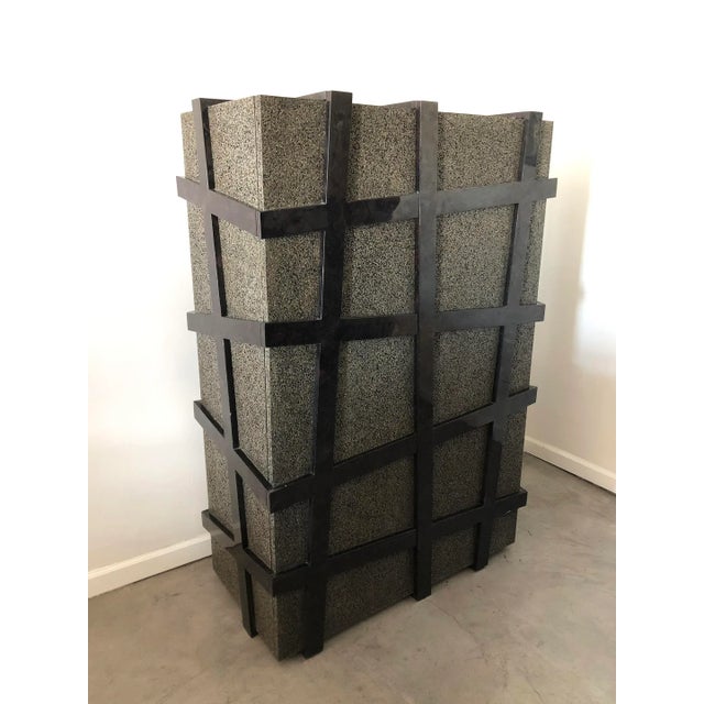 2010s Carlo Furniture Black Terrazzo Stone and Black Sea Penshell Damar Cabinet For Sale - Image 5 of 8