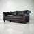 Contemporary Black Leather Sofa With Carved Wood Base – Classic Rolled Arm Design For Sale - Image 3 of 9
