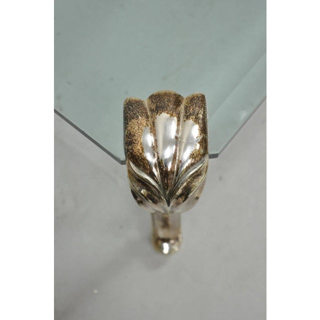 Bronze Vintage French Hollywood Regency Beveled Glass Bronze Cabriole Leg Coffee Table For Sale - Image 8 of 11