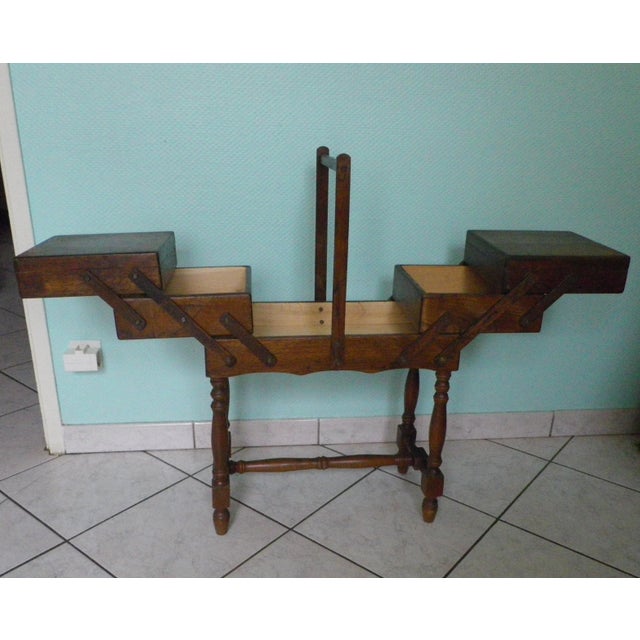 Large Folding Floor Sewing Box, 1960s For Sale - Image 10 of 11