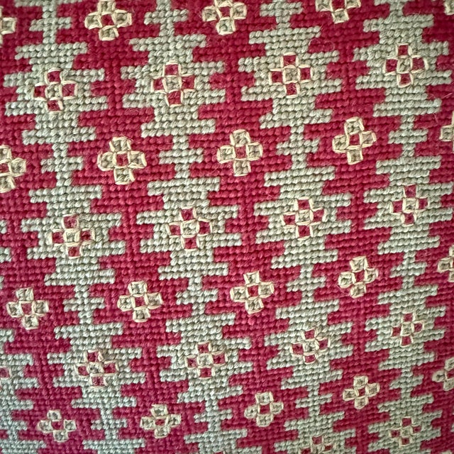 Contemporary Vintage Geometric Design Needlepoint Pillows For Sale - Image 3 of 6