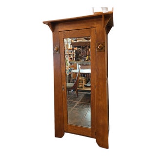 Arts & Crafts Liberty Style Oak Mission Armoire Hand Hammered Copper Accents For Sale